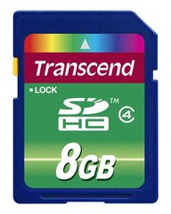 Transcend 8 Гб SDHC, 4 klasė цена и информация | Карты памяти для фотоаппаратов, камер | hansapost.ee