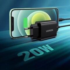 Ugreen USB wall charger Type C 20W Power Delivery black (10191) hind ja info | Laadijad mobiiltelefonidele | hansapost.ee