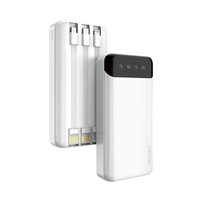 Dudao capacious powerbank with 3 built-in cables 20000mAh USB Type C + micro USB + Lightning white (Dudao K6Pro +) (White) hind ja info | Akupangad | hansapost.ee