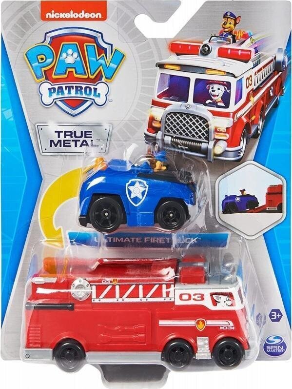 PAW Patrol True Metal Firetruck Die-Cast meeskonnasõiduk koos 1:55 mõõtkavaga Chase mänguautoga цена и информация | Mänguasjad poistele | hansapost.ee