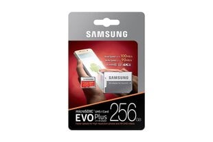 Samsung EVO PLUS 256GB MicroSD su adapteriu (MB-MC256HA/EU) цена и информация | Карты памяти | hansapost.ee