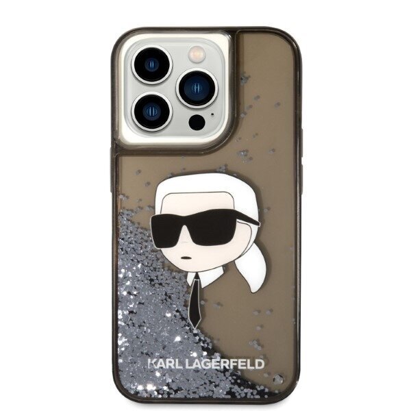 KARL LAGERFELD Glitter Karl Head - iPhone 14 Pro , must цена и информация | Telefonide kaitsekaaned ja -ümbrised | hansapost.ee
