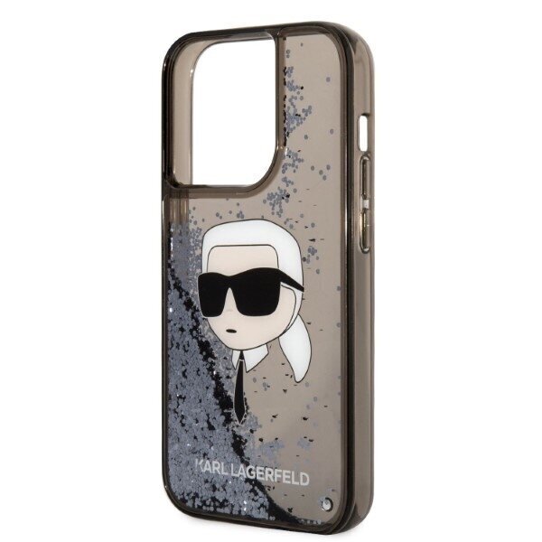 KARL LAGERFELD Glitter Karl Head - iPhone 14 Pro , must цена и информация | Telefonide kaitsekaaned ja -ümbrised | hansapost.ee