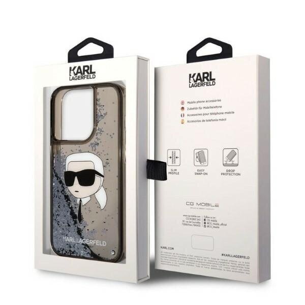 KARL LAGERFELD Glitter Karl Head - iPhone 14 Pro , must hind ja info | Telefonide kaitsekaaned ja -ümbrised | hansapost.ee