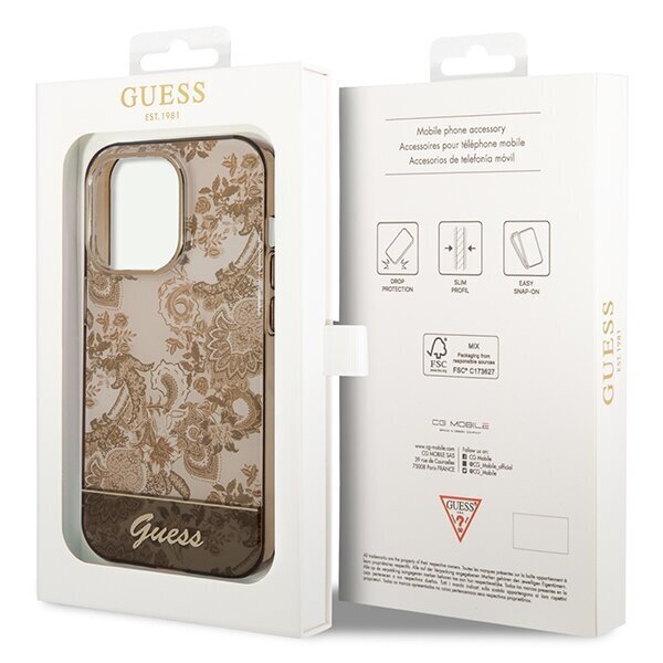 Guess GUHCP14XHGPLHC iPhone 14 Pro Max 6,7" ochre hardcase Porcelain Collection цена и информация | Telefonide kaitsekaaned ja -ümbrised | hansapost.ee