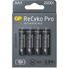 4x laetavad akud AA / R6 GP ReCyko Pro Ni-MH 2000mAh hind ja info | Patareid | hansapost.ee