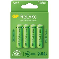 4x laetavad akud AA / R6 GP ReCyko 2500 seeria Ni-MH 2450mAh hind ja info | Patareid | hansapost.ee