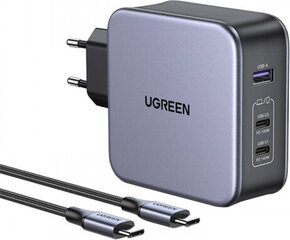 UGREEN Зарядное устройство UGREEN CD289, 2x USB-C, 1x USB-A, GaN, 140 Вт, кабель 2 м (серебристый) цена и информация | Зарядные устройства для телефонов | hansapost.ee