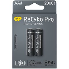 2x аккумуляторные батареи AA / R6 GP ReCyko Pro Ni-MH 2000 мАч цена и информация | Батарейки | hansapost.ee