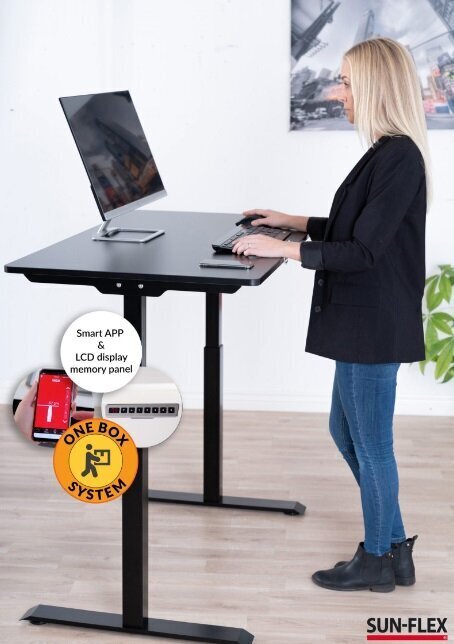 Reguleeritava kõrgusega laud, SUN - FLEX ® EASYDESK ELITE, musta värvi цена и информация | Arvutilauad, kirjutuslauad | hansapost.ee