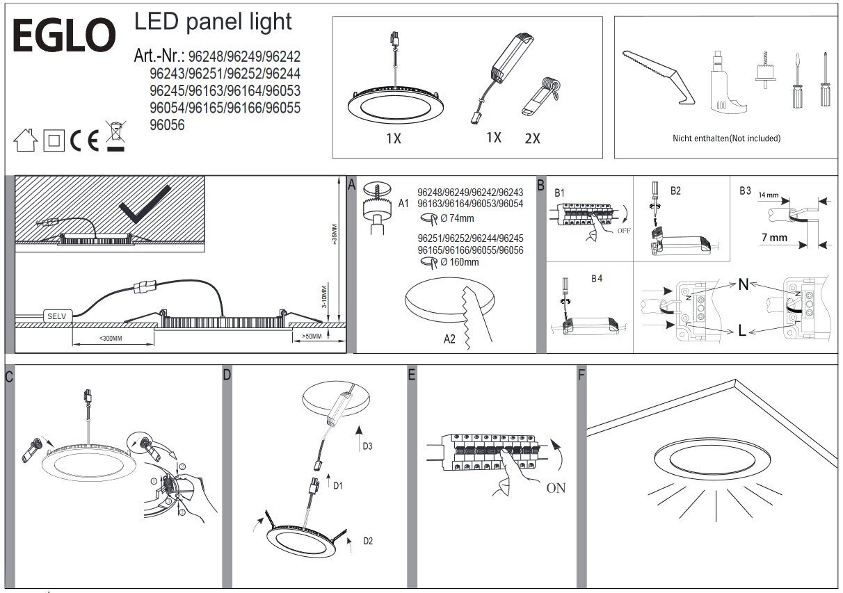 Eglo süvistatav lamp Fueva 96053 hind ja info | Süvistatavad LED valgustid | hansapost.ee