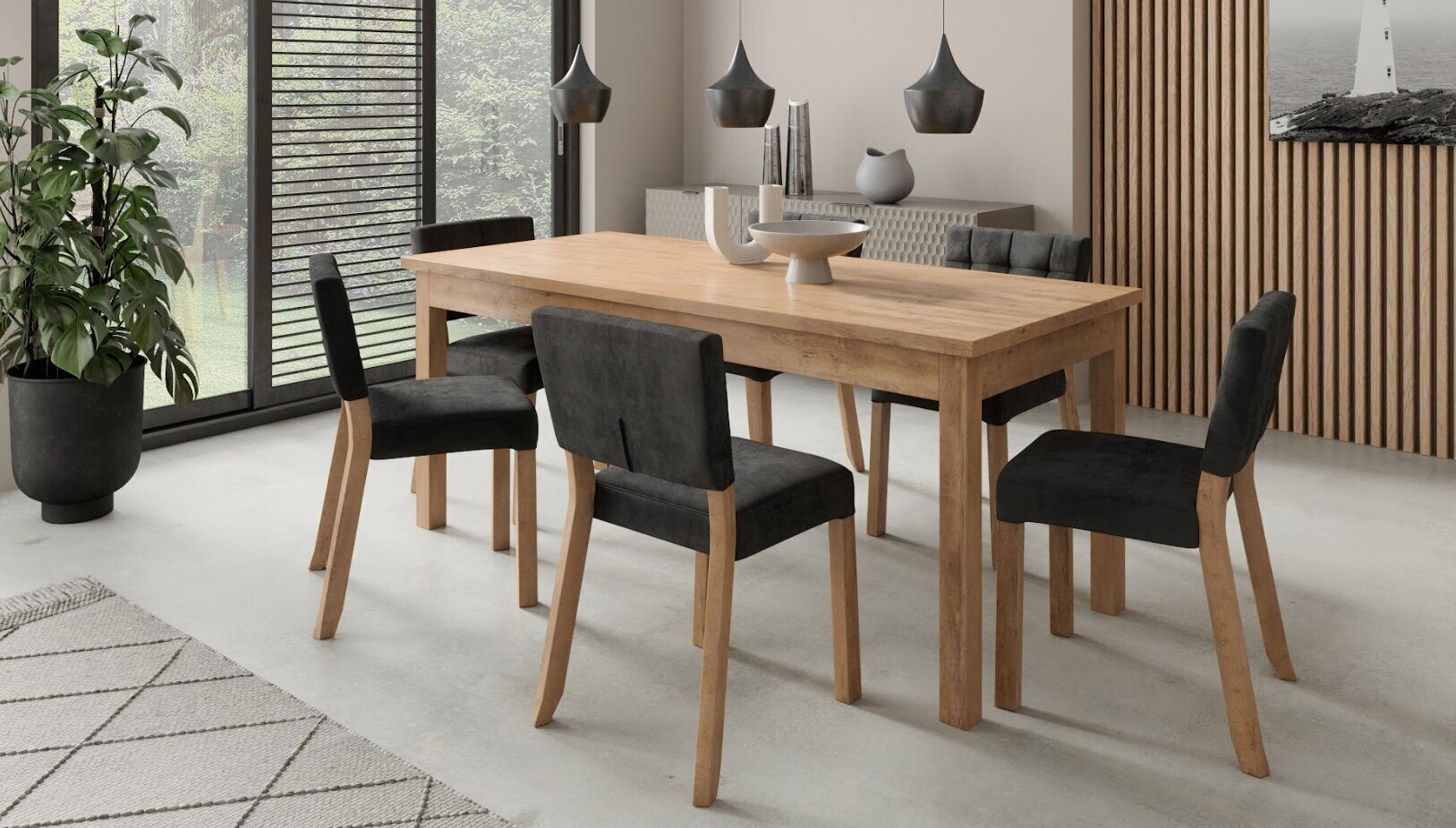 Köögimööbli komplekt ADRK Furniture 80 Rodos, must/pruun hind ja info | Söögilauakomplektid | hansapost.ee