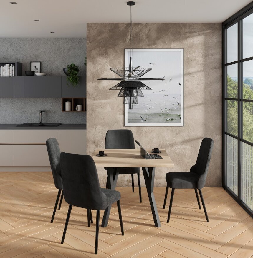 Köögimööbli komplekt ADRK Furniture 83 Rodos, must/pruun цена и информация | Söögilauakomplektid | hansapost.ee