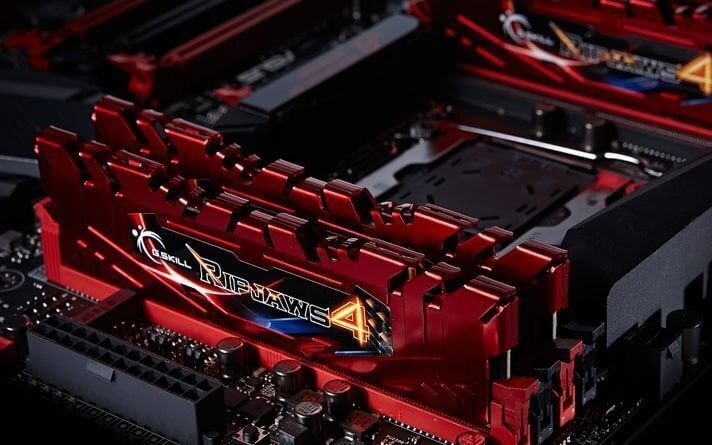 G.Skill DDR4 16GB (8GBx2) 2400MHz, CL15, Ripjaws 4 Red (F4-2400C15D-16GRR) цена и информация | Operatiivmälu | hansapost.ee