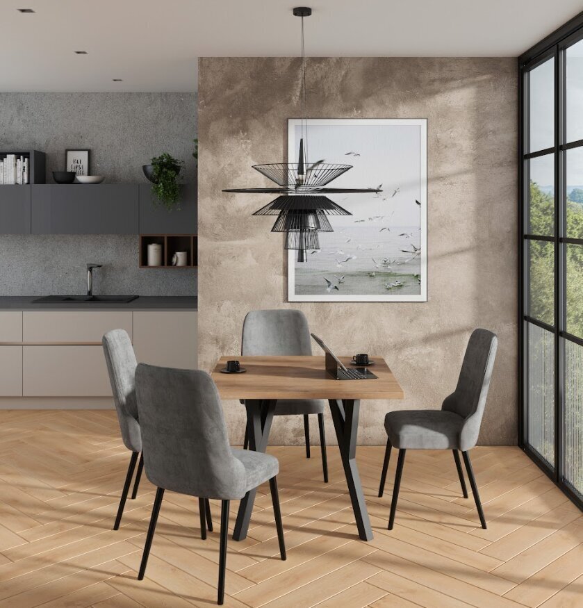 Köögimööbli komplekt ADRK Furniture 83 Rodos, hall/pruun hind ja info | Söögilauakomplektid | hansapost.ee