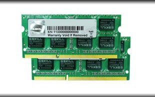 G.Skill DDR3 SODIMM 2x2 ГБ 1600 МГц CL9 (F3-12800CL9D-4GBSQ) цена и информация | Объём памяти | hansapost.ee