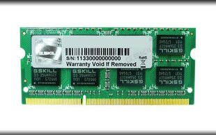 G.Skill DDR3 SODIMM 2x2 ГБ 1600 МГц CL9 (F3-12800CL9D-4GBSQ) цена и информация | Объём памяти (RAM) | hansapost.ee