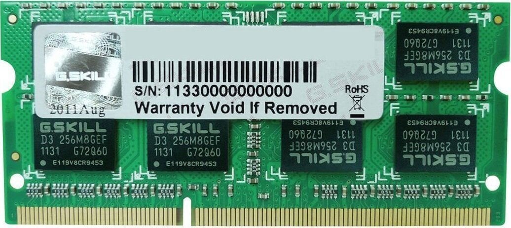 G.Skill DDR3 SO-DIMM 8GB 1600-11 SL (F3-1600C11S-8GSL) Da SL (F3-1600C11S-8GSL) цена и информация | Operatiivmälu | hansapost.ee