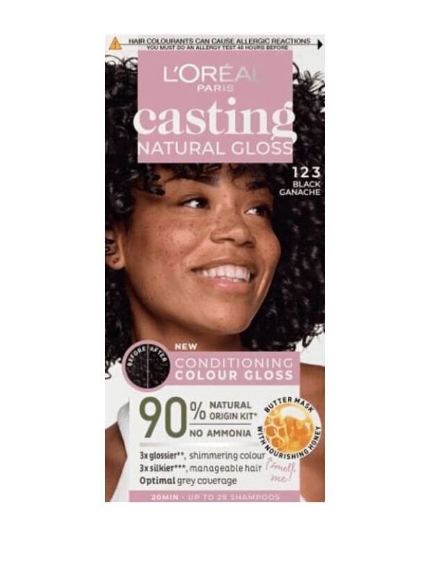 Juuksevärv L'oreal Paris Casting Natural Gloss Nr.123 Black Ganache hind ja info | Juuksevärvid | hansapost.ee