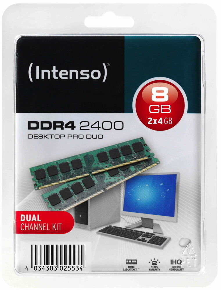 Operatiivmälu Intenso Desktop Pro Duo 2x4GB DDR4 цена и информация | Operatiivmälu | hansapost.ee