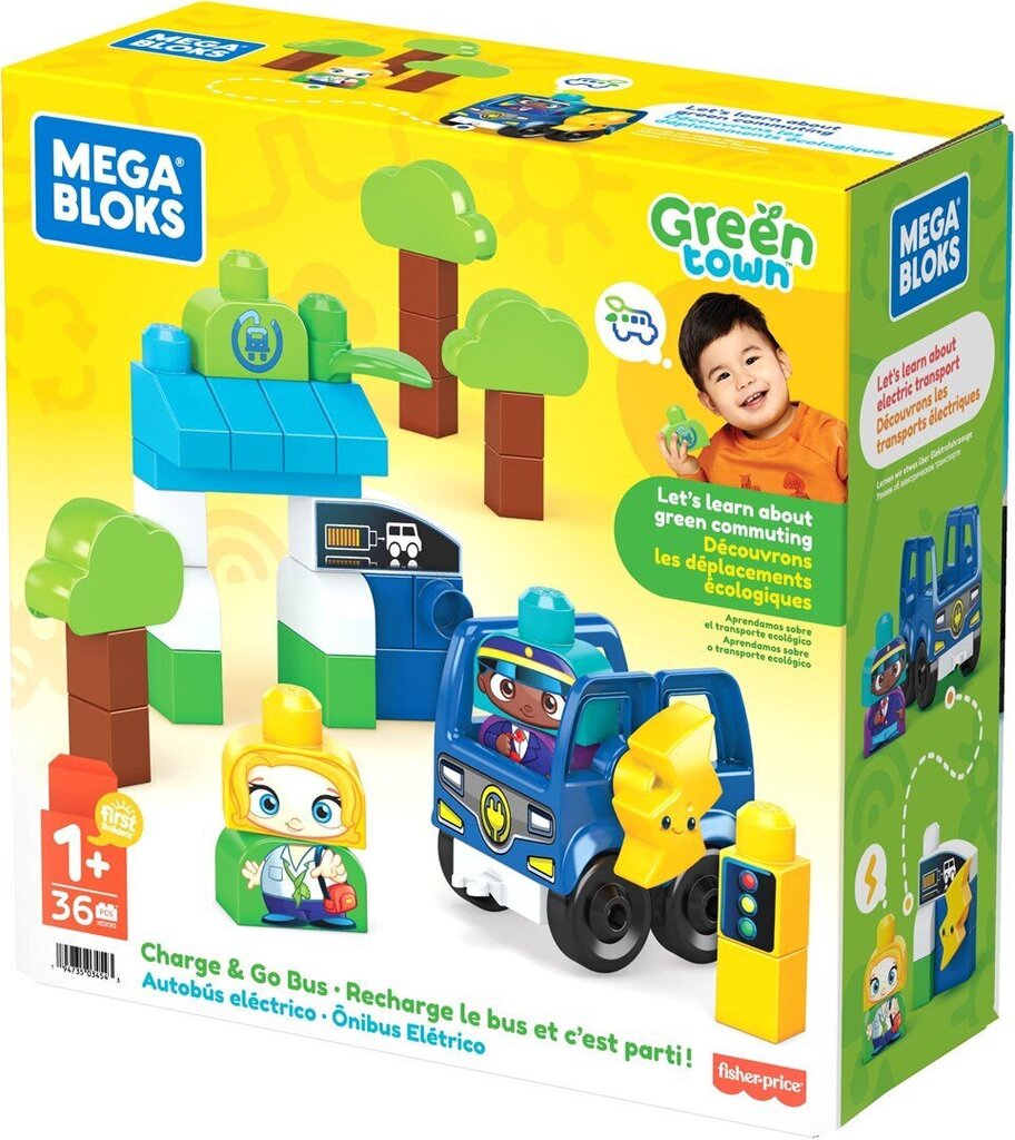 MEGA BLOKS HDX90 GREEN TOWN CHARGE &amp; GO BUS цена и информация | Beebide mänguasjad | hansapost.ee