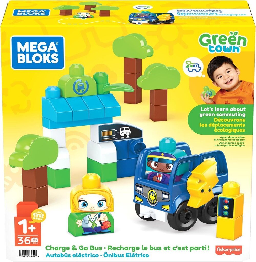 MEGA BLOKS HDX90 GREEN TOWN CHARGE &amp; GO BUS цена и информация | Beebide mänguasjad | hansapost.ee