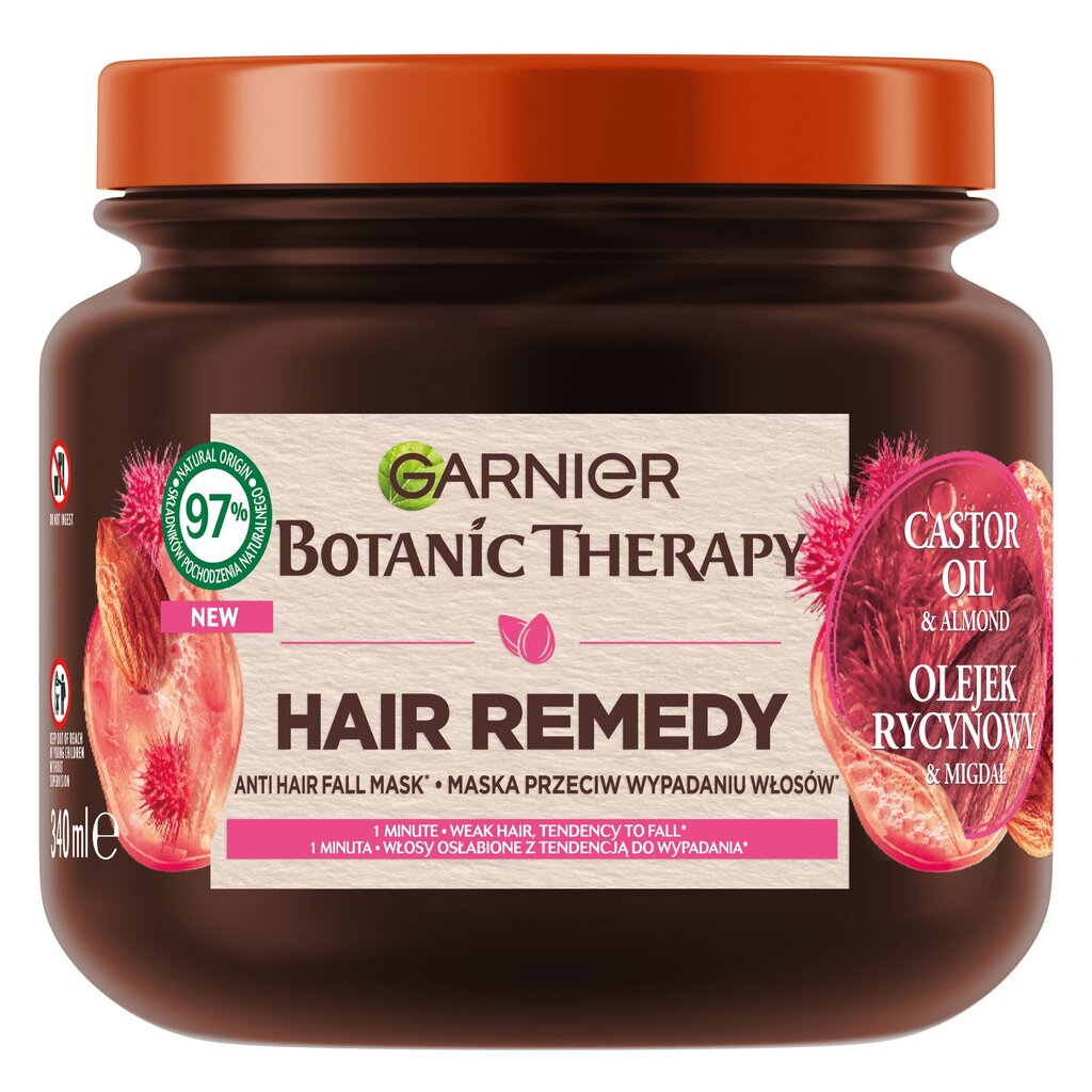 Tugevdav juuksemask Garnier Botanic Therapy Hair Remedy Castor Oil & Almond, 340 ml hind ja info | Juuksemaskid, õlid ja seerumid | hansapost.ee