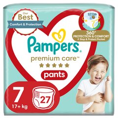 Подгузники-трусики PAMPERS Premium Care Pants, Размер 7, 17+кг, 27 шт цена и информация | Пеленки | hansapost.ee