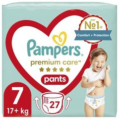 Подгузники-трусики PAMPERS Premium Care Pants, Размер 7, 17+кг, 27 шт цена и информация | Пеленки | hansapost.ee