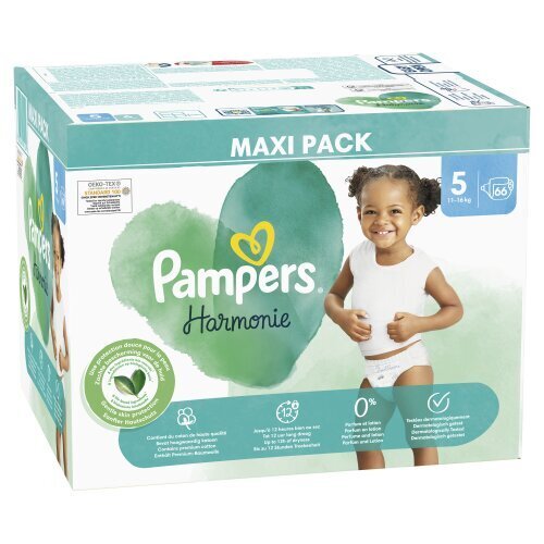 Mähkmed Pampers Harmonie Maxi Pack, suurus 5, 11-16 kg, 66 tk цена и информация | Mähkmed, riidest mähkmed | hansapost.ee