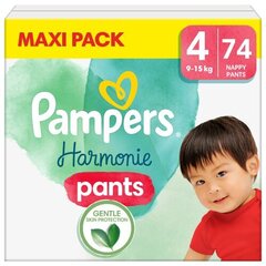 Подгузники-трусики PAMPERS Harmonie Pants Maxi Pack, размер 4, 9-15 кг, 74 шт. цена и информация | Пеленки | hansapost.ee
