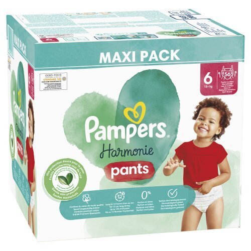 Pampers Harmonie Pants Püksmähkmed, Suurus 6, 56 Mähet, 15+kg цена и информация | Mähkmed, riidest mähkmed | hansapost.ee