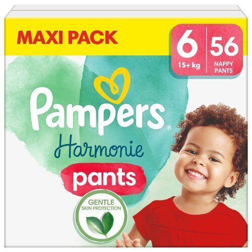 Pampers Harmonie Pants Püksmähkmed, Suurus 6, 56 Mähet, 15+kg цена и информация | Mähkmed, riidest mähkmed | hansapost.ee