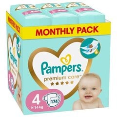 Подгузники Pampers Premium Care Monthly Pack, размер 4, 9-14 кг, 174 шт. цена и информация | Подгузники | hansapost.ee