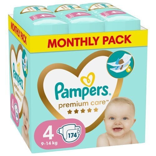 Mähkmed Pampers Premium Care Monthly Pack, suurus 4, 9-14 kg, 174 tk hind ja info | Mähkmed, riidest mähkmed | hansapost.ee