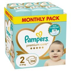 Подгузники Pampers Premium Care 2 (4-8 кг), 224 шт. цена и информация | Пеленки | hansapost.ee