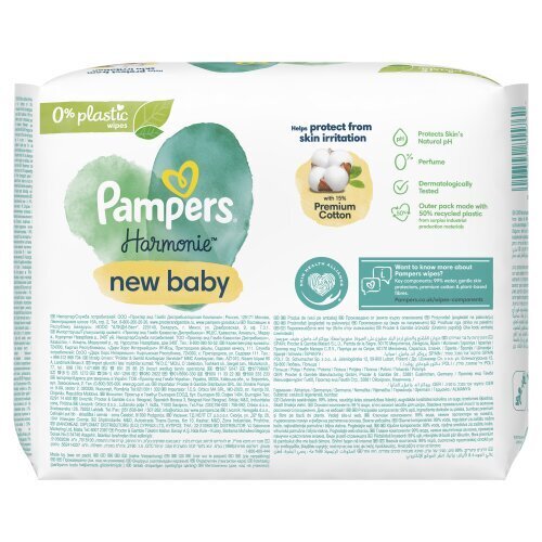 Pampers Niisked Salvrätikud Harmonie New Baby, 4 Pakki, 184 Salvrätikut hind ja info | Niisked salvrätikud lastele | hansapost.ee