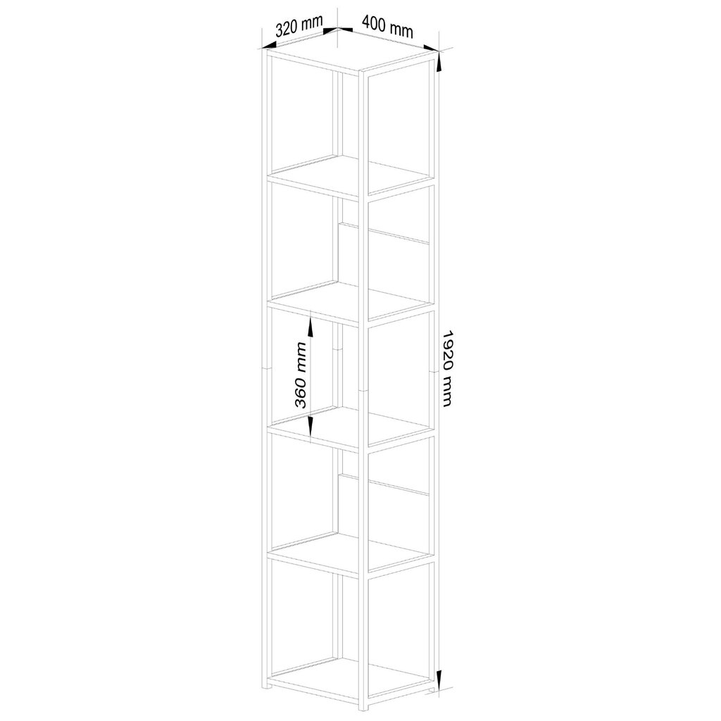 Metallist loft stiilis riiul 40 cm - valge-valge - 6 riiulit цена и информация | Riiulid | hansapost.ee