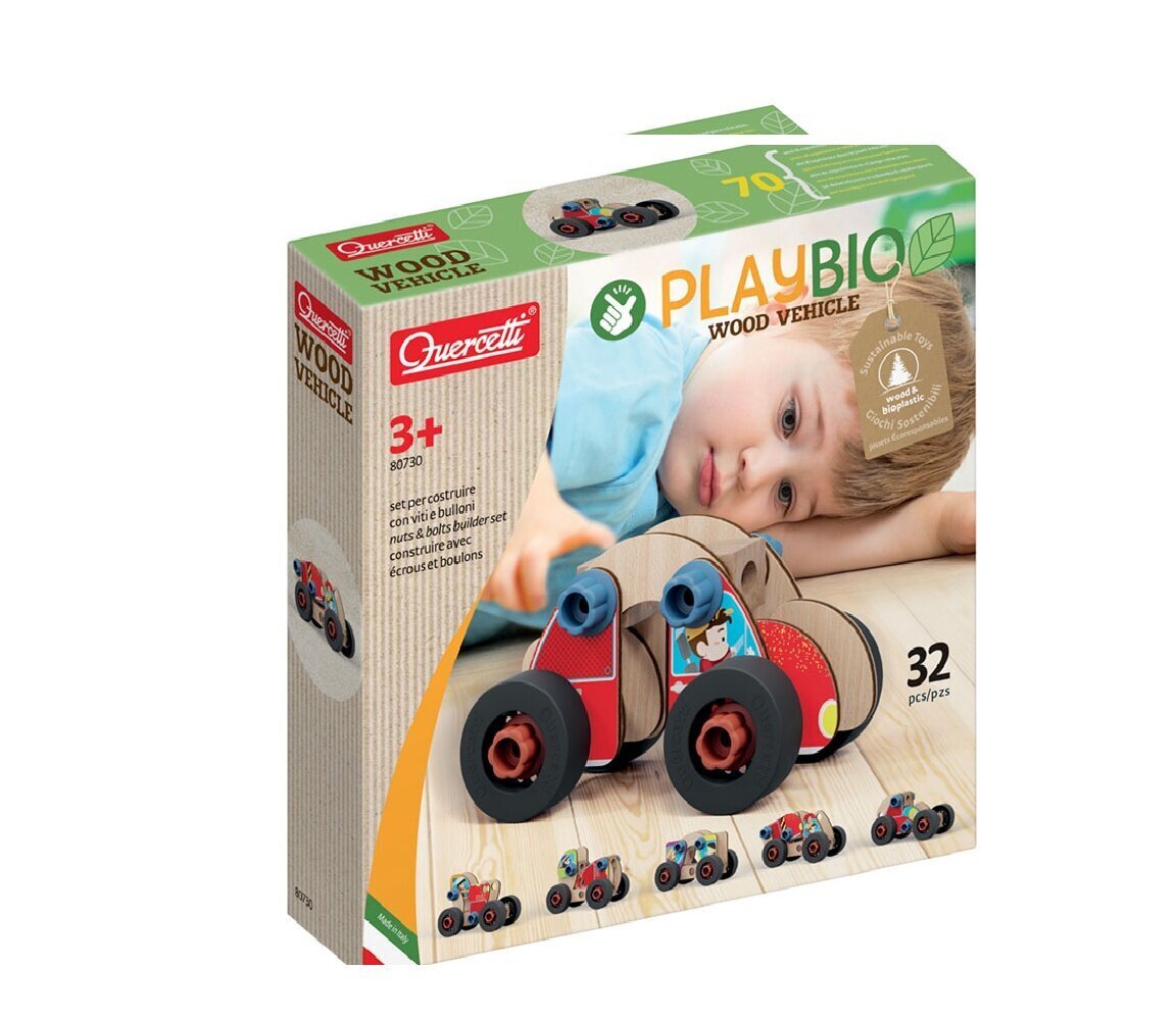 3D puidust konstruktorauto Quercetti Play Bio Wood Veichle, 32 o. hind ja info | Klotsid ja konstruktorid | hansapost.ee