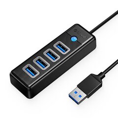 Orico Hub Adapter USB to 4x USB 3.0, 5 Gbps, 0.15m (Black) цена и информация | Адаптеры, USB-разветвители | hansapost.ee