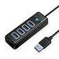 Orico Hub Adapter USB to 4x USB 3.0, 5 Gbps, 0.15m (Black) hind ja info | USB adapterid ja jagajad | hansapost.ee