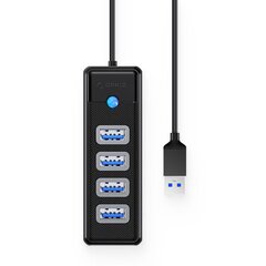 Orico Hub Adapter USB to 4x USB 3.0, 5 Gbps, 0.15m (Black) цена и информация | Адаптеры и USB-hub | hansapost.ee