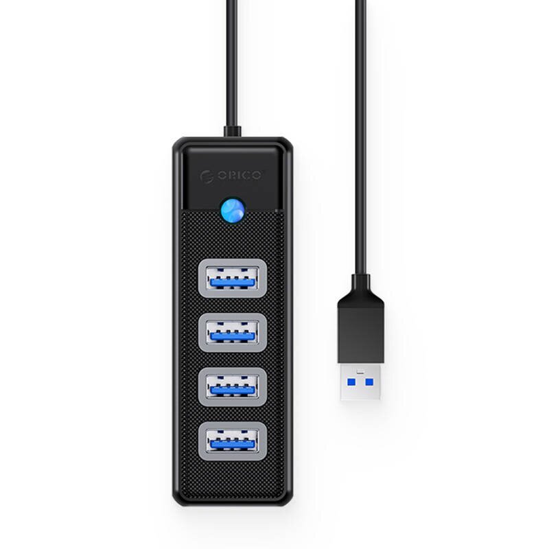 Orico Hub Adapter USB to 4x USB 3.0, 5 Gbps, 0.15m (Black) hind ja info | USB adapterid ja jagajad | hansapost.ee