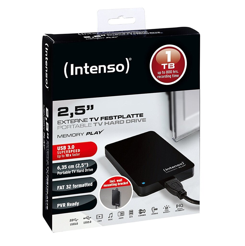 Väline kõvaketas Intenso Memory Play 2.5'' 1TB USB 3.0 hind ja info | Välised kõvakettad | hansapost.ee