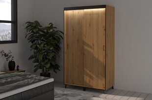 LED valgustusega riidekapp ADRK Furniture Bergamo, 200 cm, pruun hind ja info | Kapid | hansapost.ee