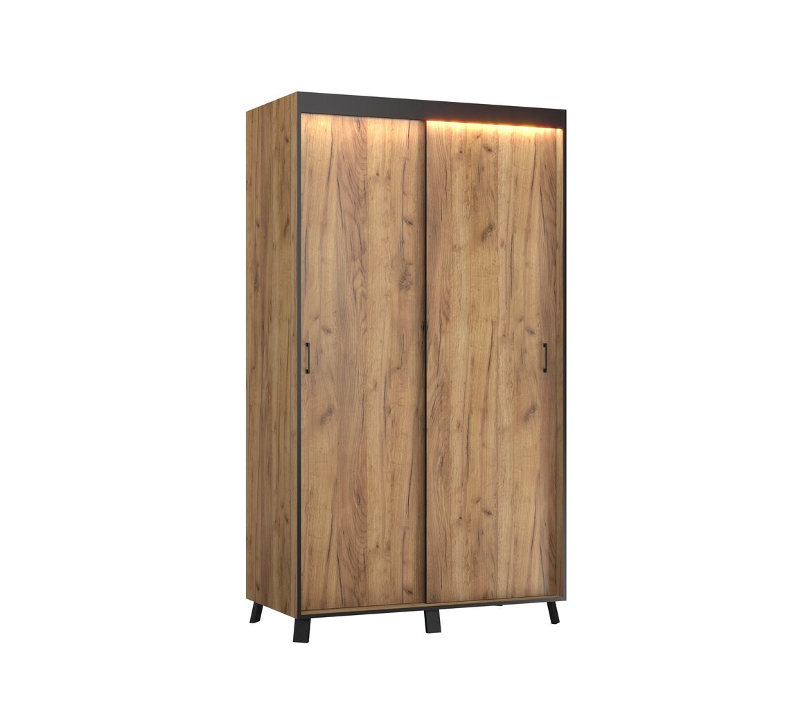LED valgustusega riidekapp ADRK Furniture Bergamo, 200 cm, pruun hind ja info | Kapid | hansapost.ee