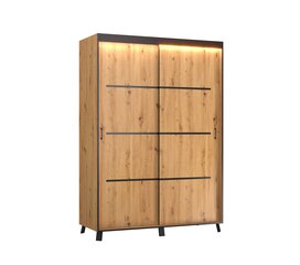 LED valgustusega riidekapp ADRK Furniture Berke, 150 cm, pruun hind ja info | Kapid | hansapost.ee