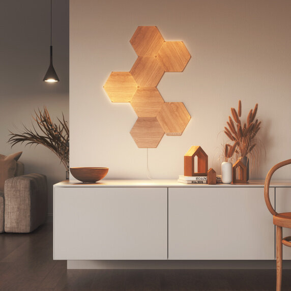 Nanoleaf Elements Wood Hexagons Starter Kit (7 panels) hind ja info | Seinavalgustid | hansapost.ee