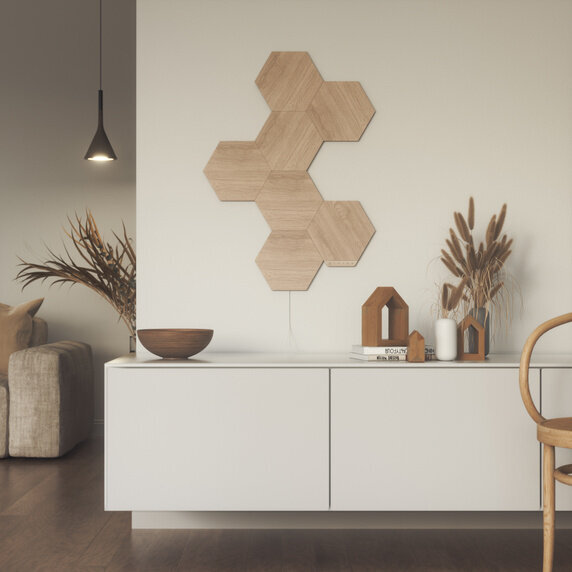 Nanoleaf Elements Wood Hexagons Starter Kit (7 panels) цена и информация | Seinavalgustid | hansapost.ee