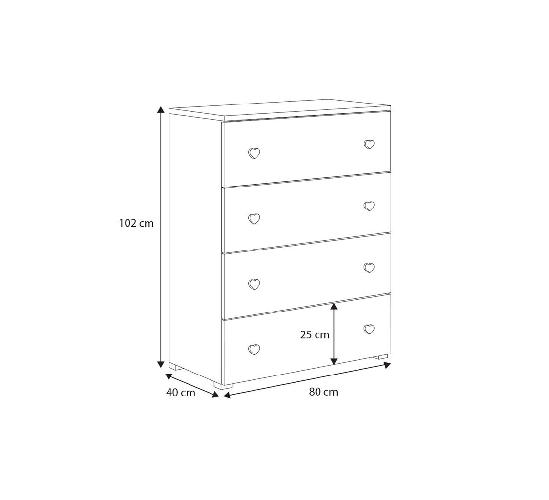 Kummut ADRK Furniture Elza, valge/hall цена и информация | Kummutid | hansapost.ee